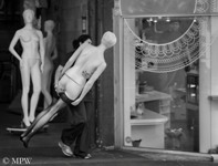 Queen Street Auckland city, black and white photo by Mike Wheelton